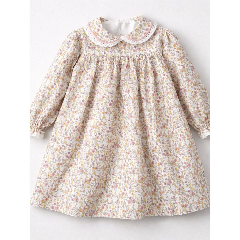James and Lottie Floral Long Sleeve Baby Dress - Pink & Yellow size 2T